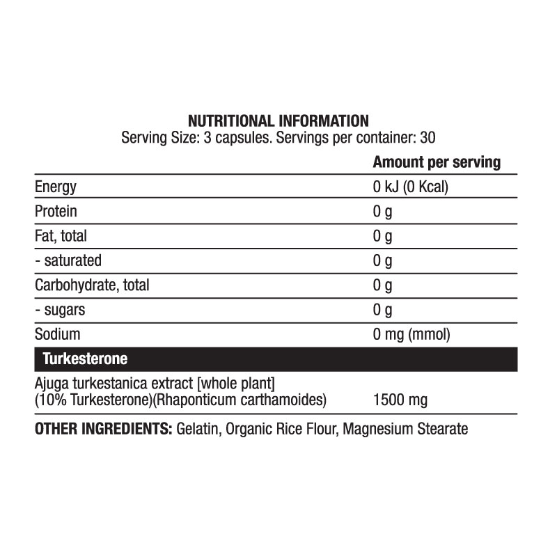 Turk (Turkesterone standardised to 10%) High Dose 90 Capsules - Image 2